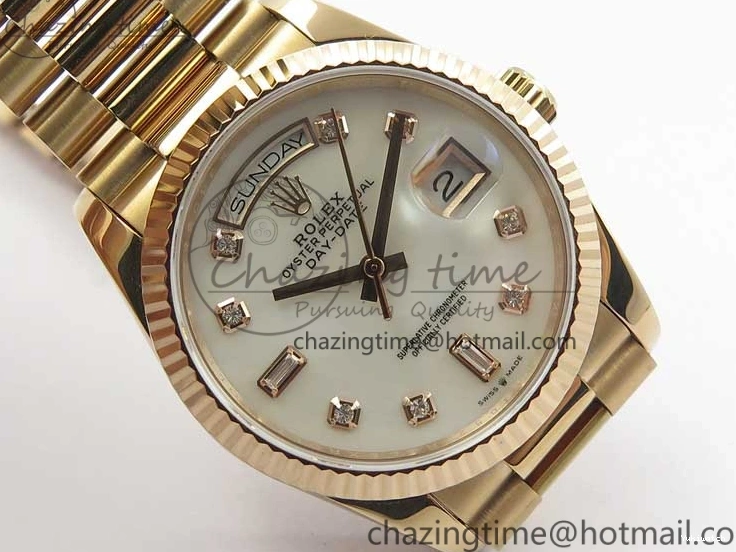 Day-Date Dial President RG on 128239 MOP Best Bp Edition Maker White Crystral Markers 36 Bracelet RG 0715